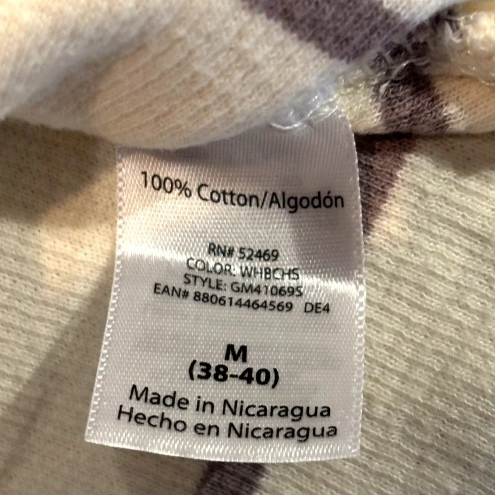 George Mens Quarter‎ Zip Ribbed Pullover Sweater Cream Striped GM41069S Size M